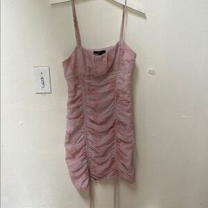 Forever 21 Pink Ruched Spaghetti Strap Mini Dress